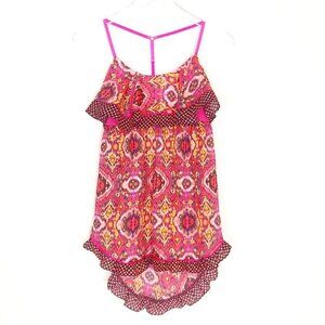 Victoria's Secret Satin Camisole Women's Size M Babydoll Ruffled Retro Print